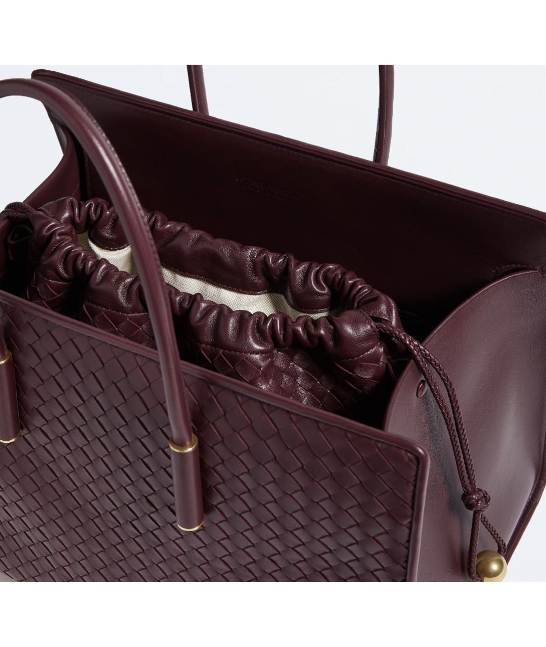 BOTTEGA VENETA Бордовая кожаная сумка тоут, фото 5