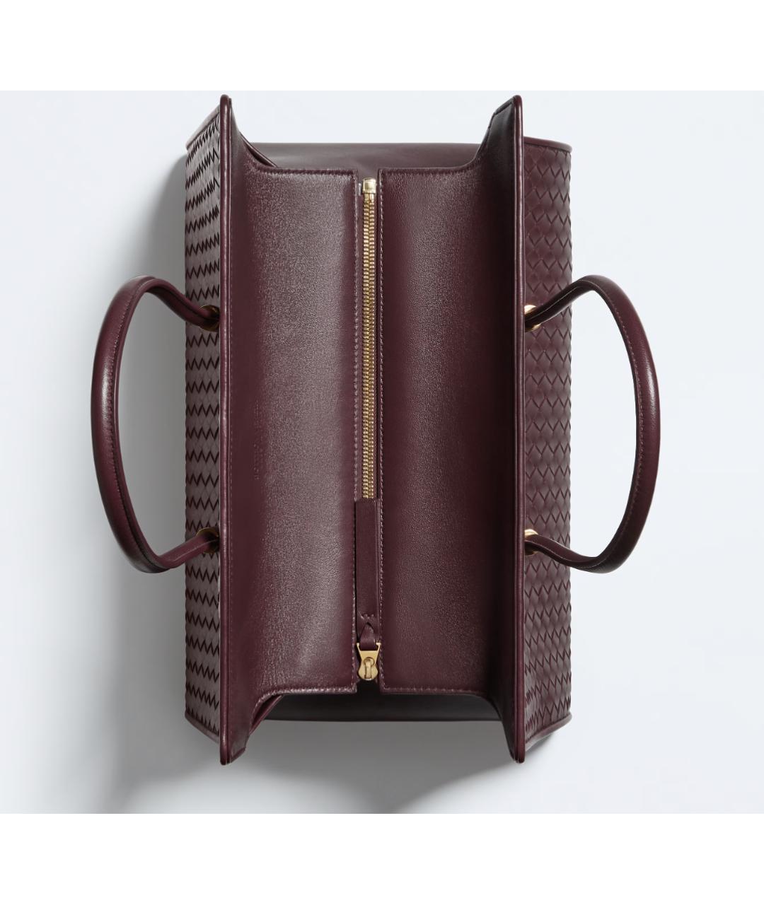 BOTTEGA VENETA Бордовая кожаная сумка тоут, фото 6
