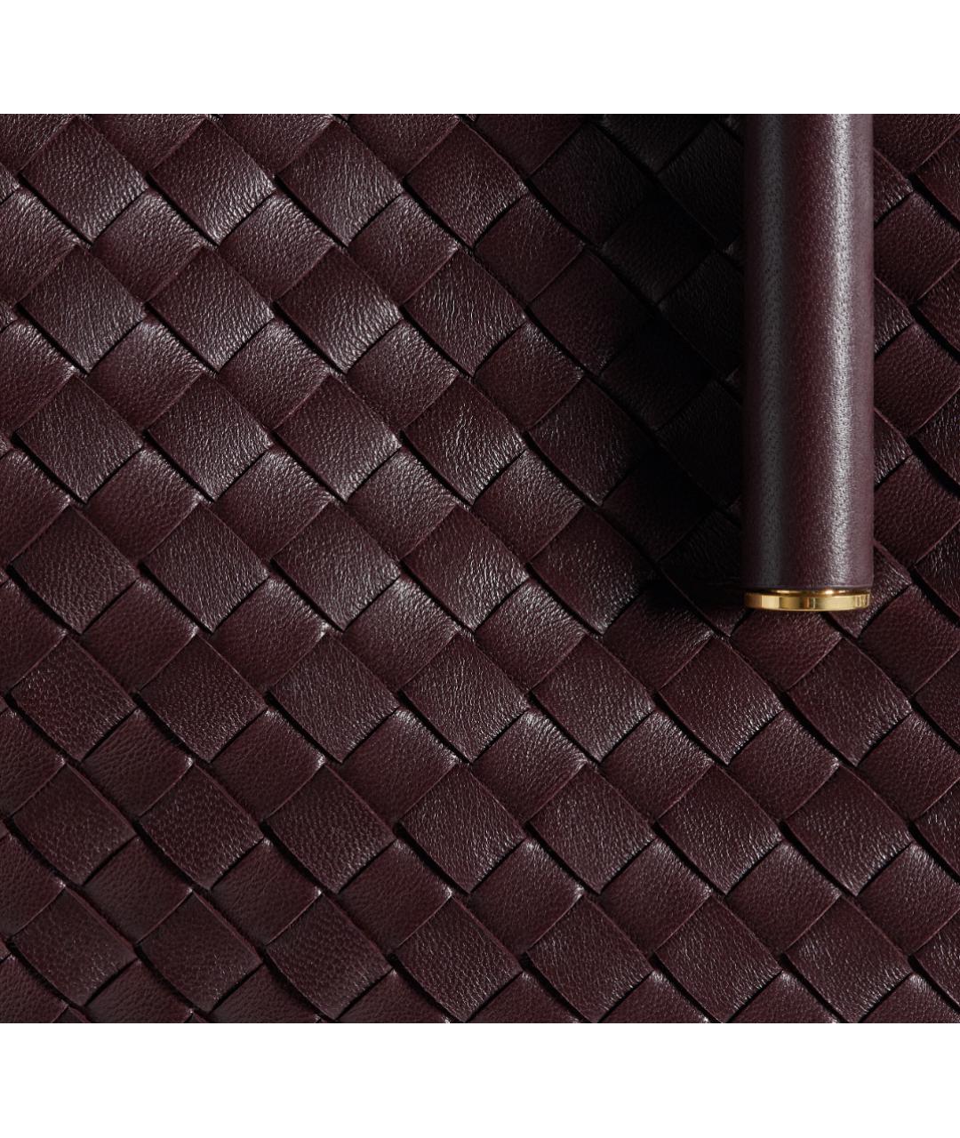 BOTTEGA VENETA Бордовая кожаная сумка тоут, фото 8