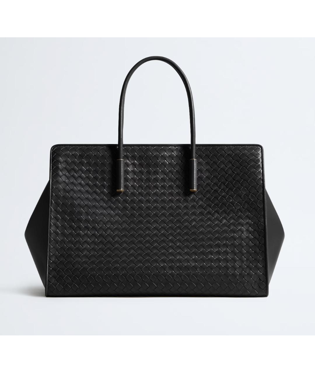 BOTTEGA VENETA Черная кожаная сумка тоут, фото 7