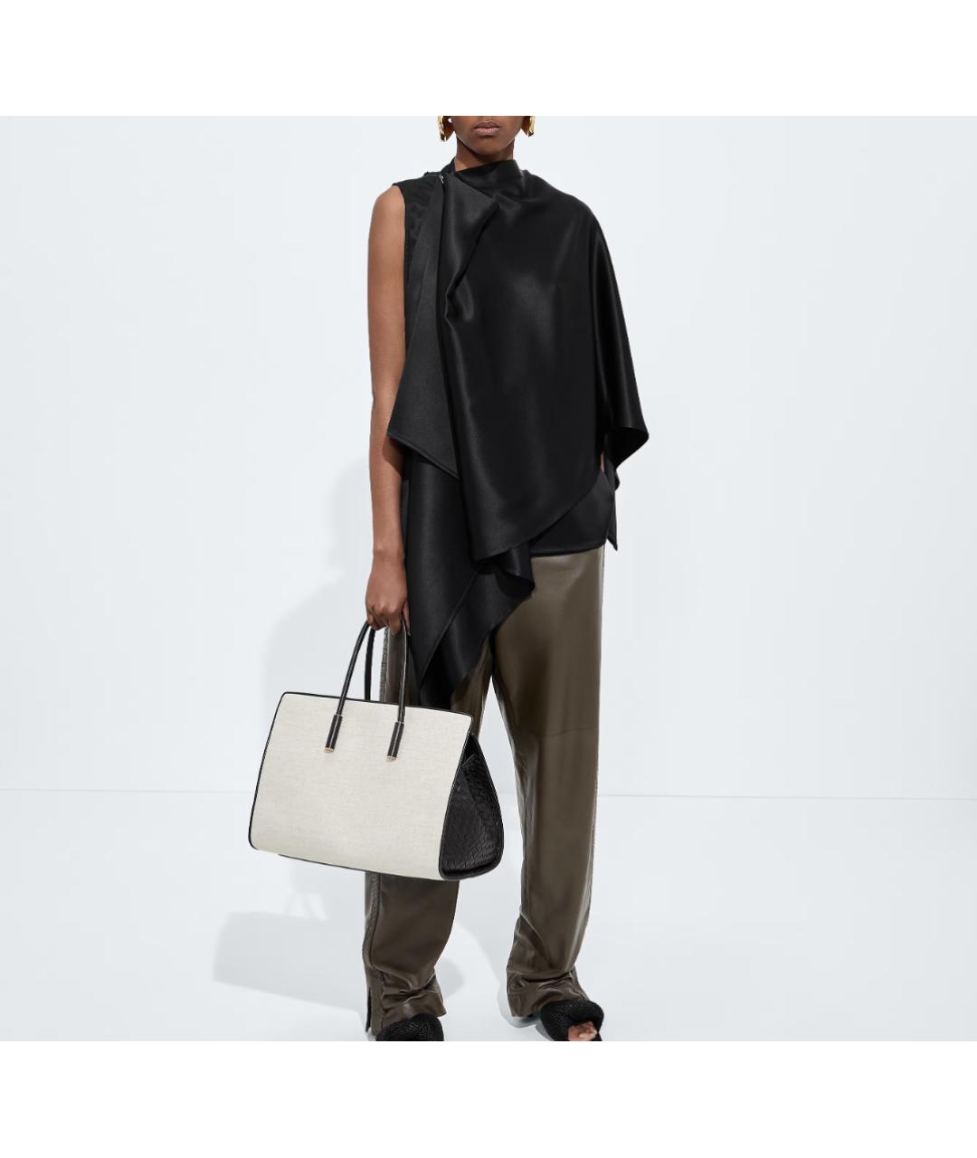 BOTTEGA VENETA Бежевая кожаная сумка тоут, фото 5