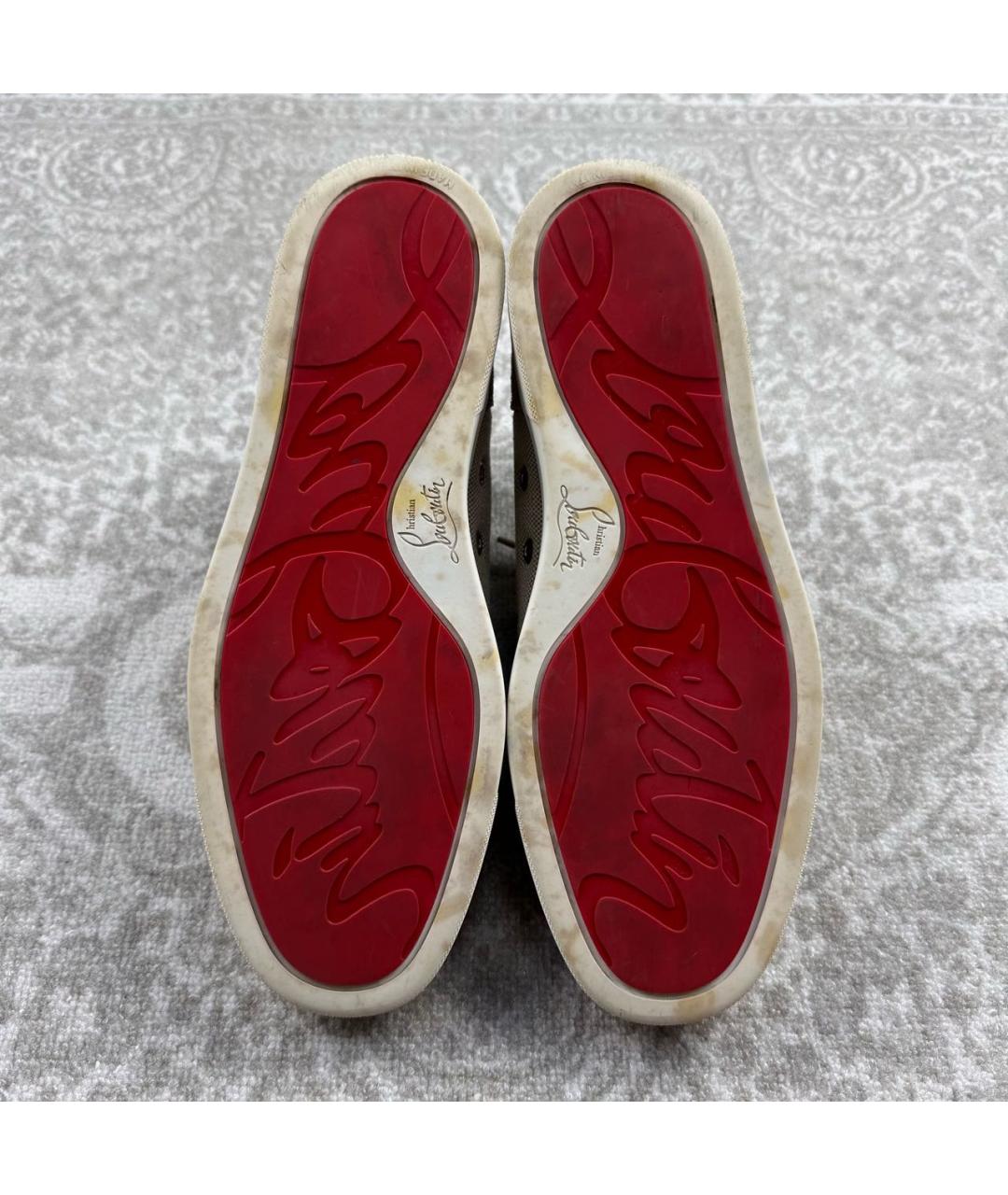 CHRISTIAN LOUBOUTIN Бежевые замшевые низкие кроссовки / кеды, фото 6