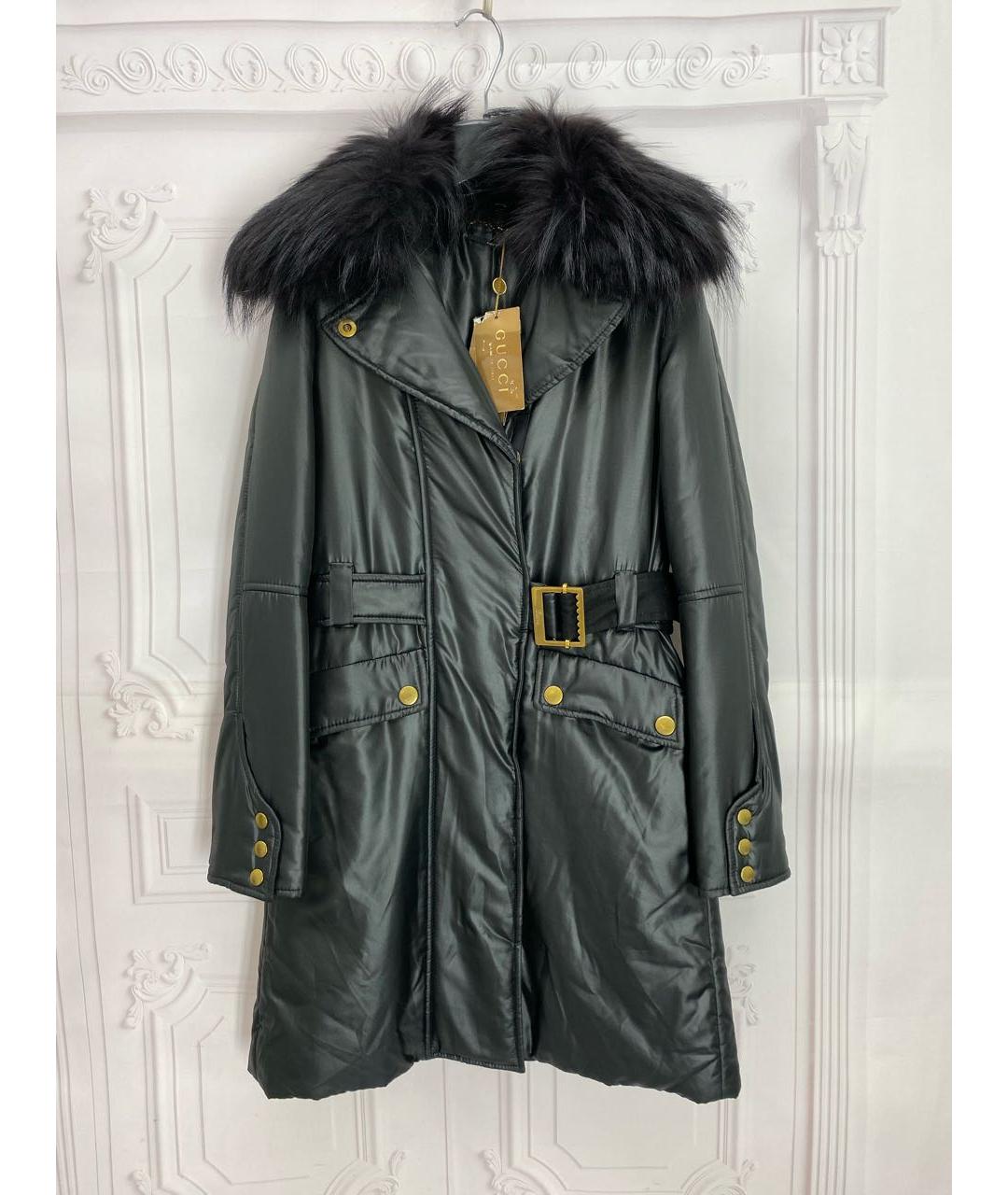 GUCCI Черное полиэстеровое пальто, фото 5