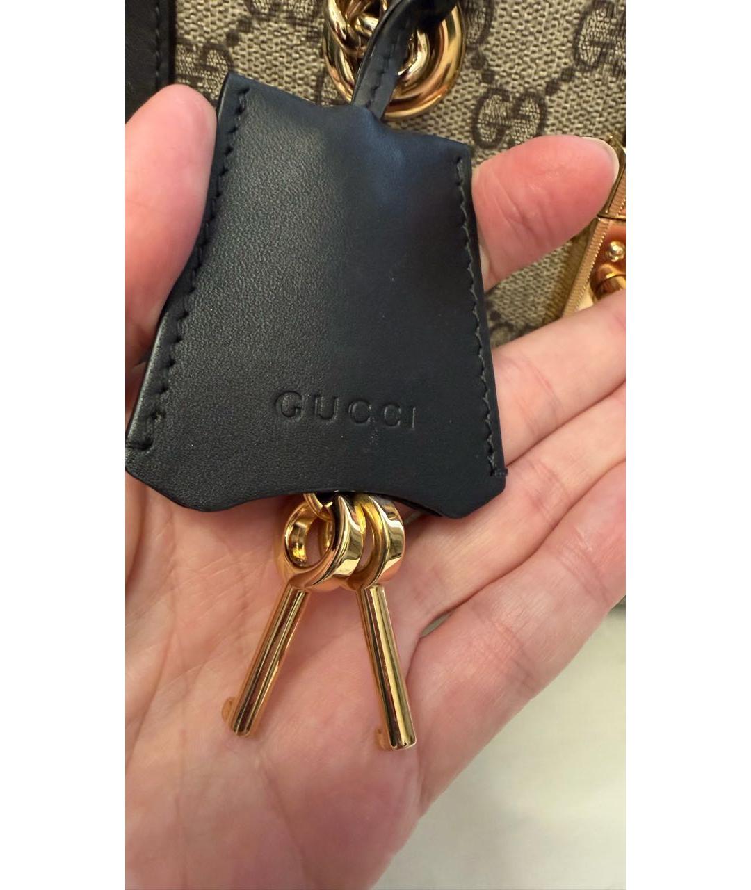 GUCCI Бежевая сумка с короткими ручками из канвы, фото 6