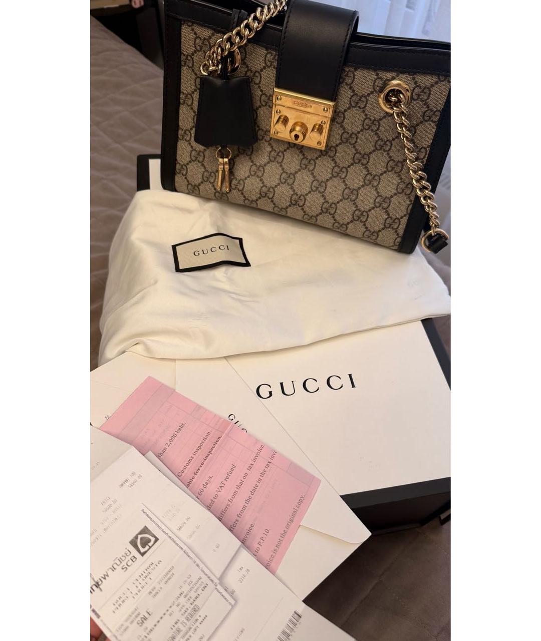 GUCCI Бежевая сумка с короткими ручками из канвы, фото 9