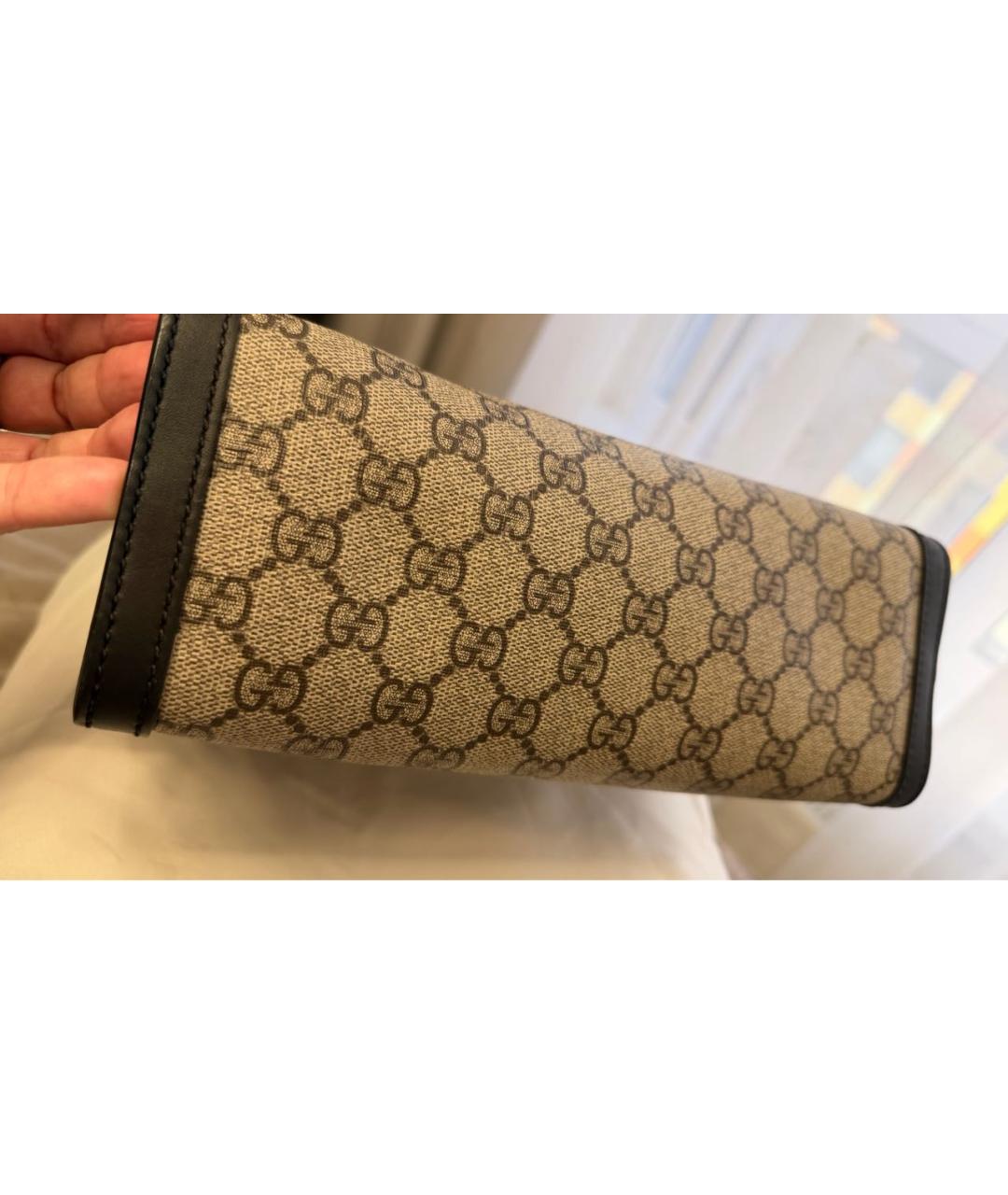 GUCCI Бежевая сумка с короткими ручками из канвы, фото 7