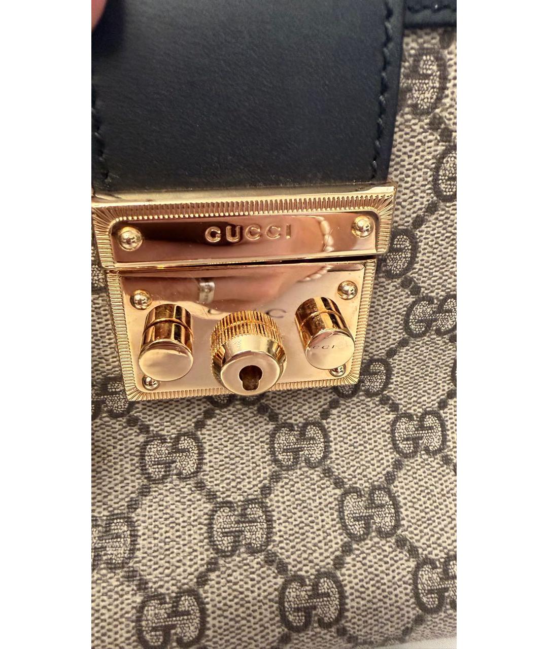 GUCCI Бежевая сумка с короткими ручками из канвы, фото 5