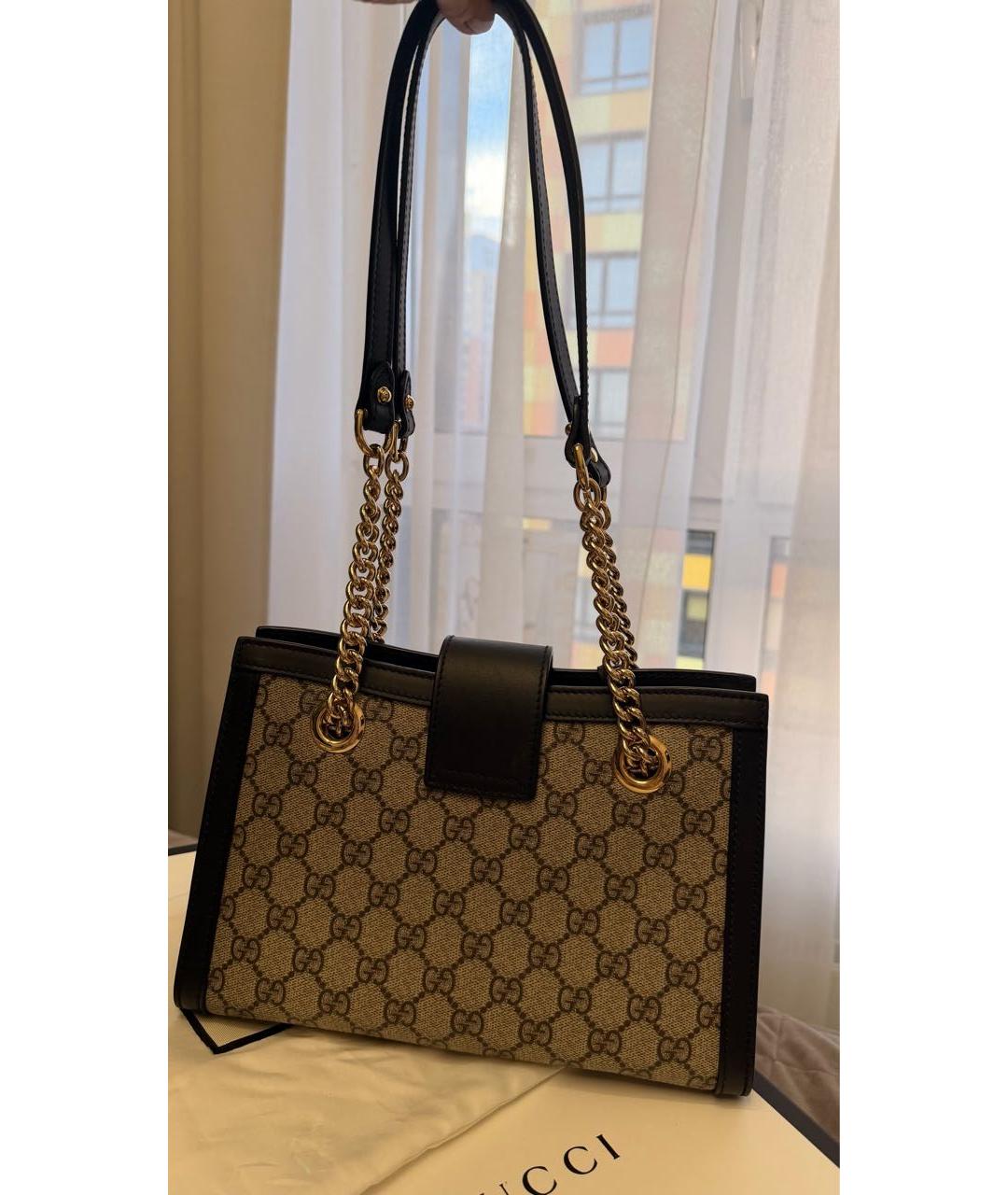 GUCCI Бежевая сумка с короткими ручками из канвы, фото 3