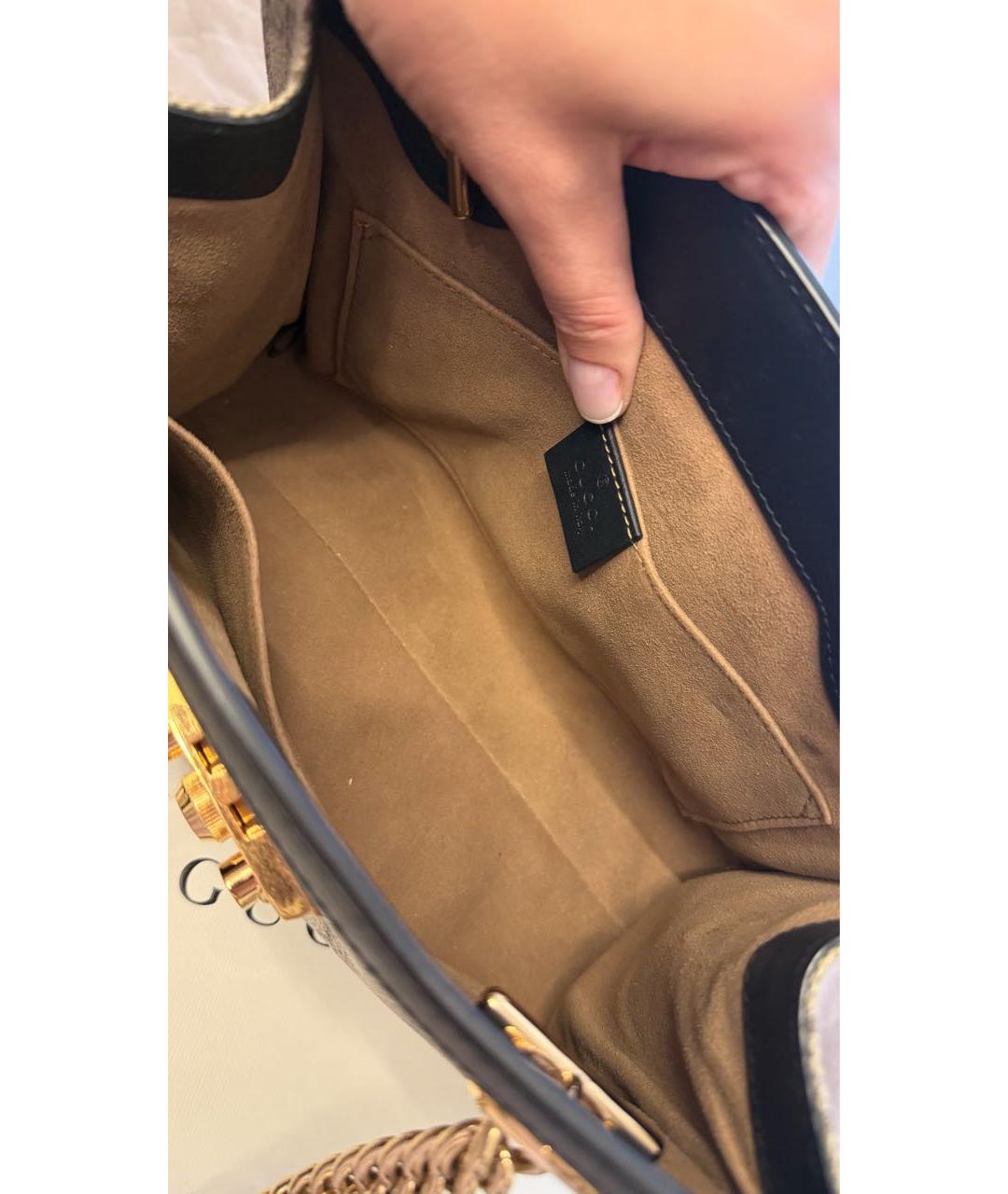 GUCCI Бежевая сумка с короткими ручками из канвы, фото 4