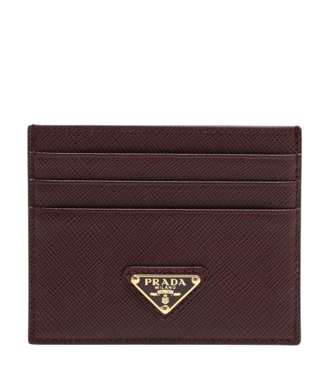 PRADA Бордовый кожаный кардхолдер, фото 1