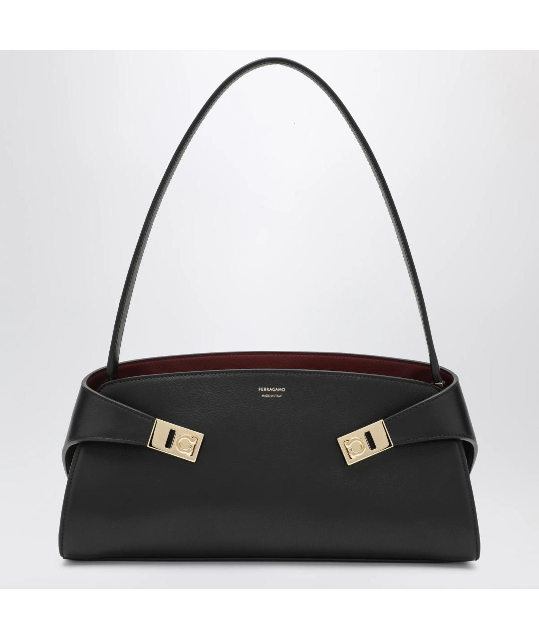 FERRAGAMO Черная кожаная сумка через плечо, фото 3