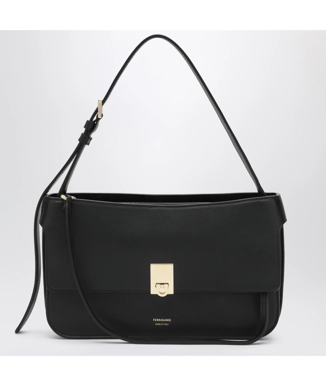 FERRAGAMO Черная кожаная сумка через плечо, фото 3