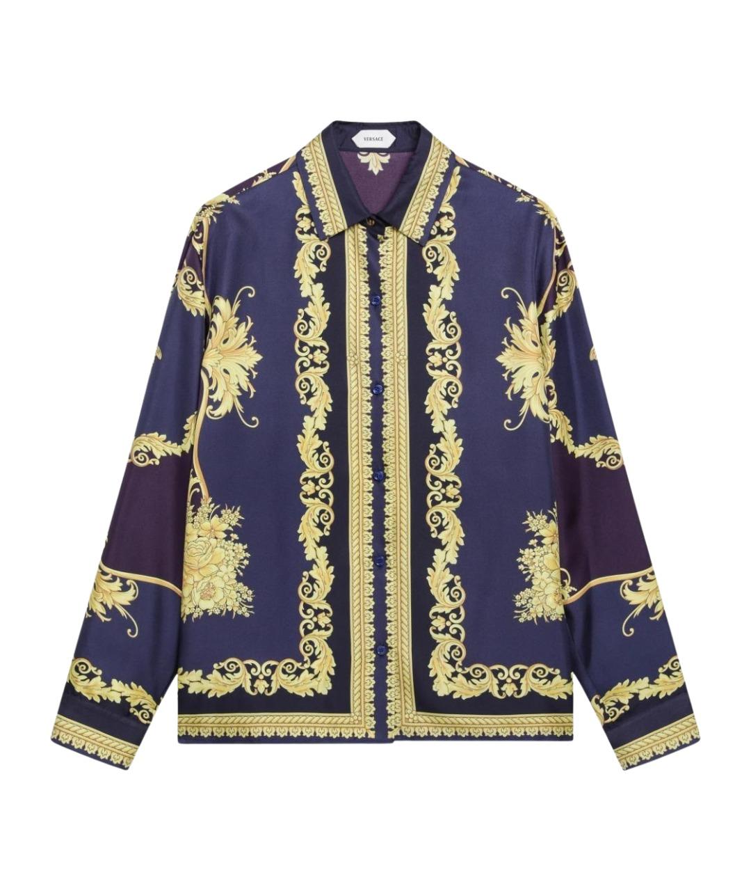 VERSACE Синяя шелковая рубашка, фото 1