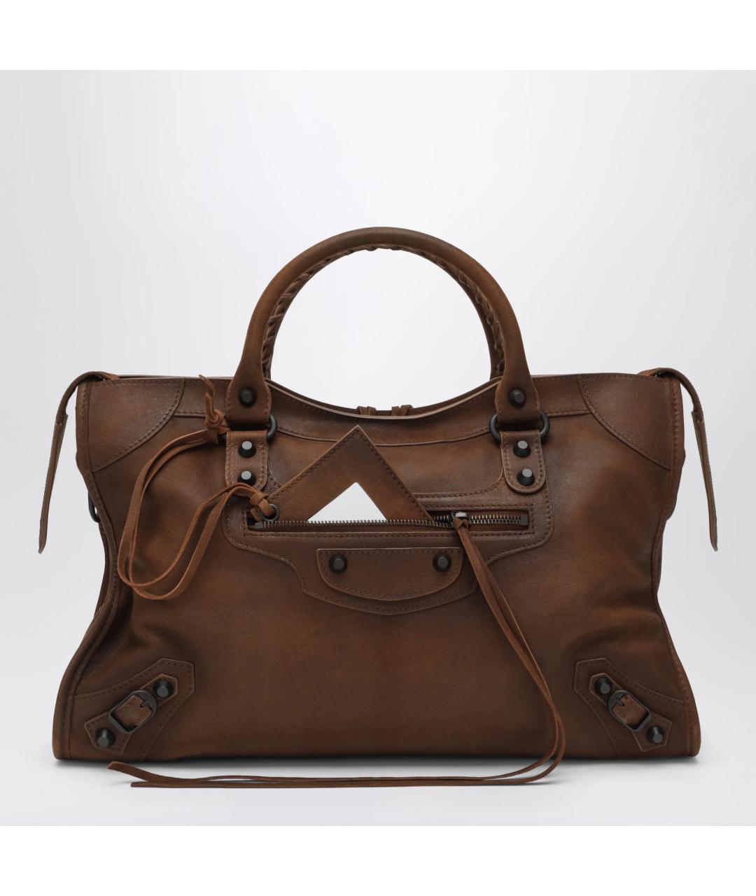 BALENCIAGA Коричневая кожаная сумка тоут, фото 3