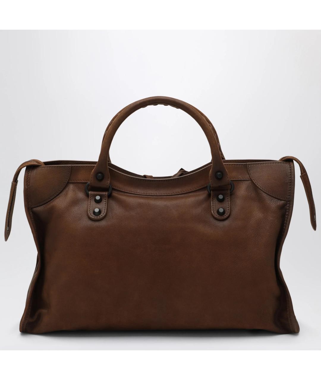BALENCIAGA Коричневая кожаная сумка тоут, фото 2