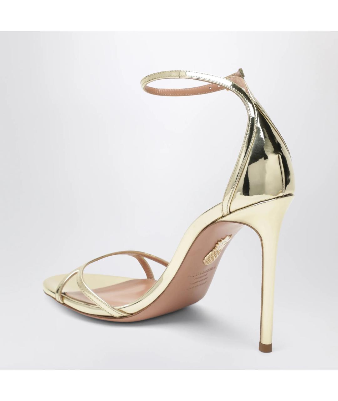 AQUAZZURA Золотые кожаные босоножки, фото 2