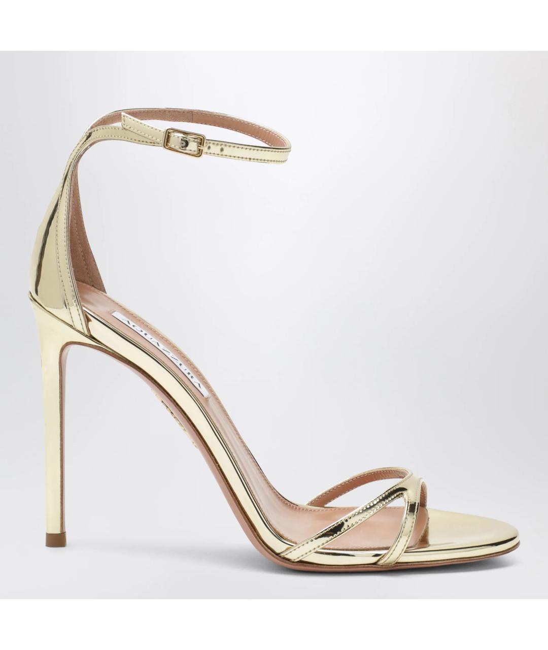 AQUAZZURA Золотые кожаные босоножки, фото 3