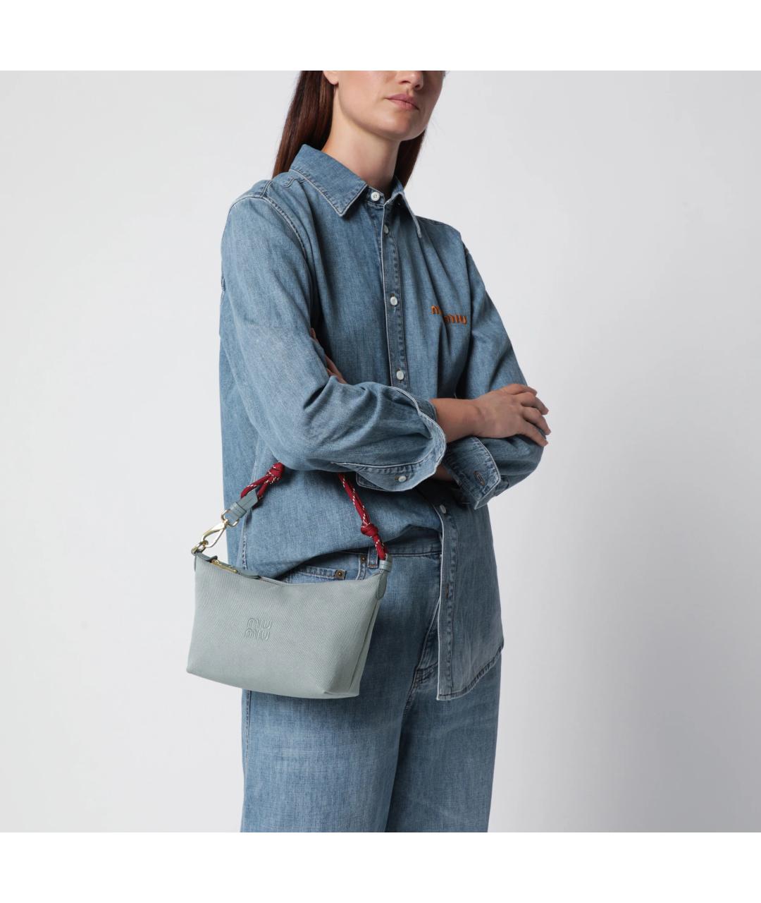MIU MIU Голубая тканевая сумка с короткими ручками, фото 2