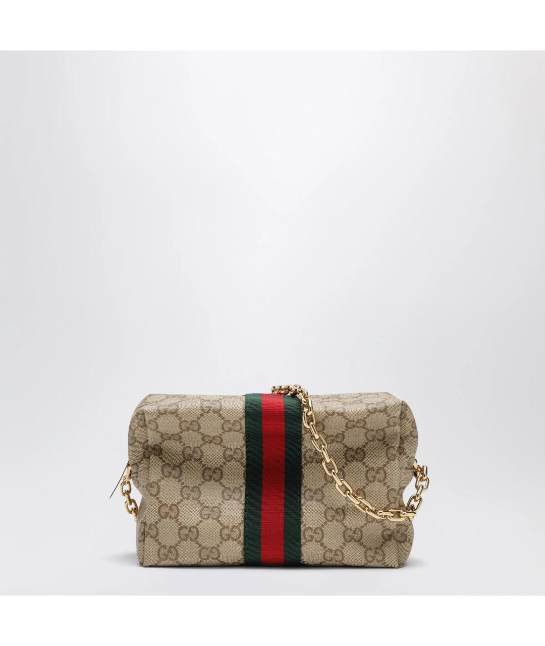 GUCCI Бежевая сумка через плечо из канвы, фото 3