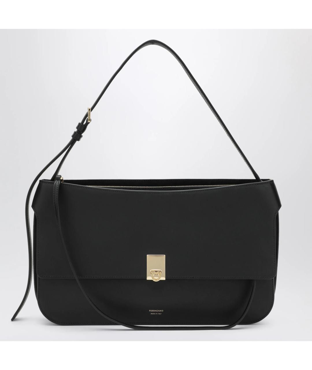 FERRAGAMO Черная кожаная сумка через плечо, фото 3