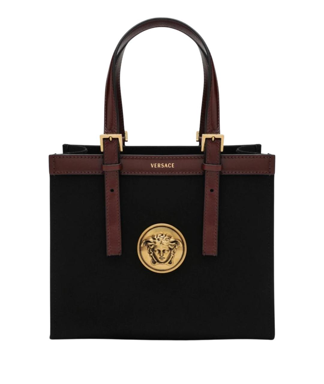 VERSACE Черная сумка тоут из канвы, фото 1