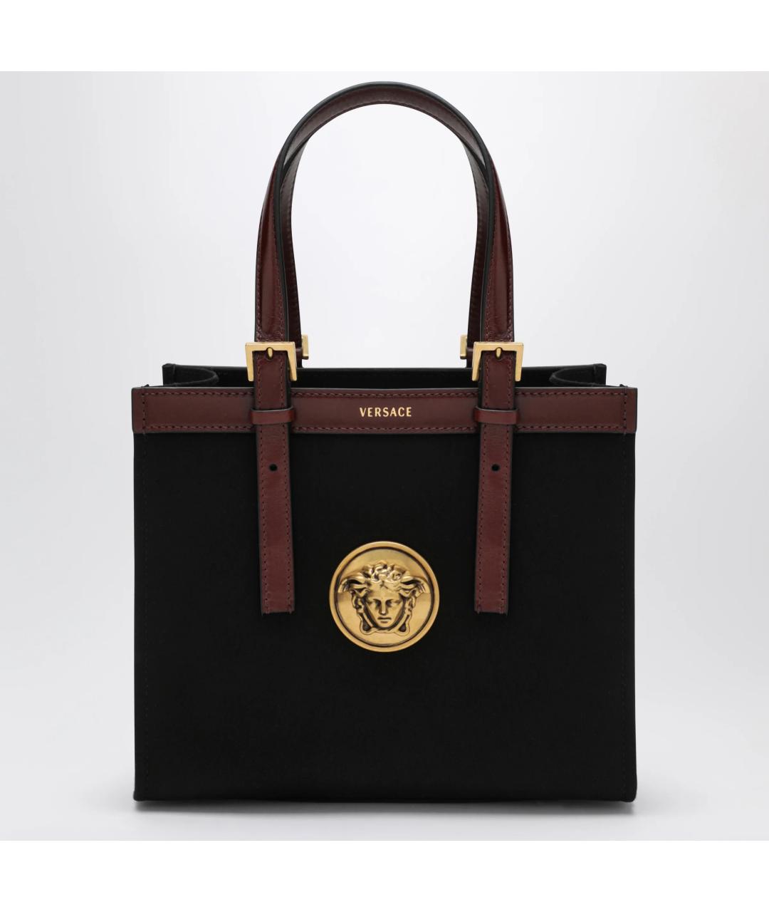 VERSACE Черная сумка тоут из канвы, фото 3