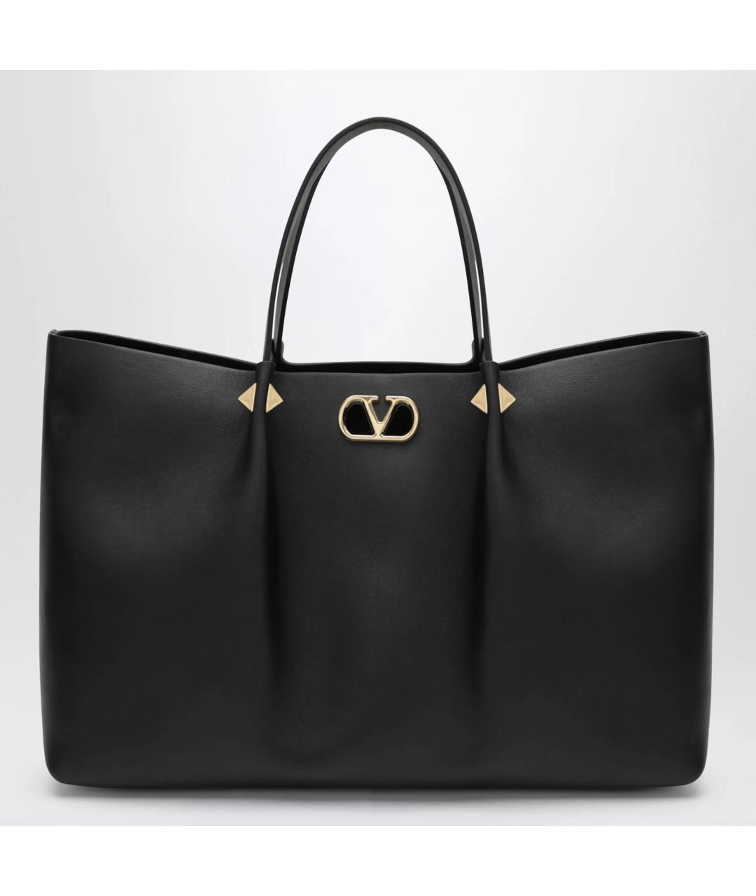 VALENTINO Черная кожаная сумка тоут, фото 3