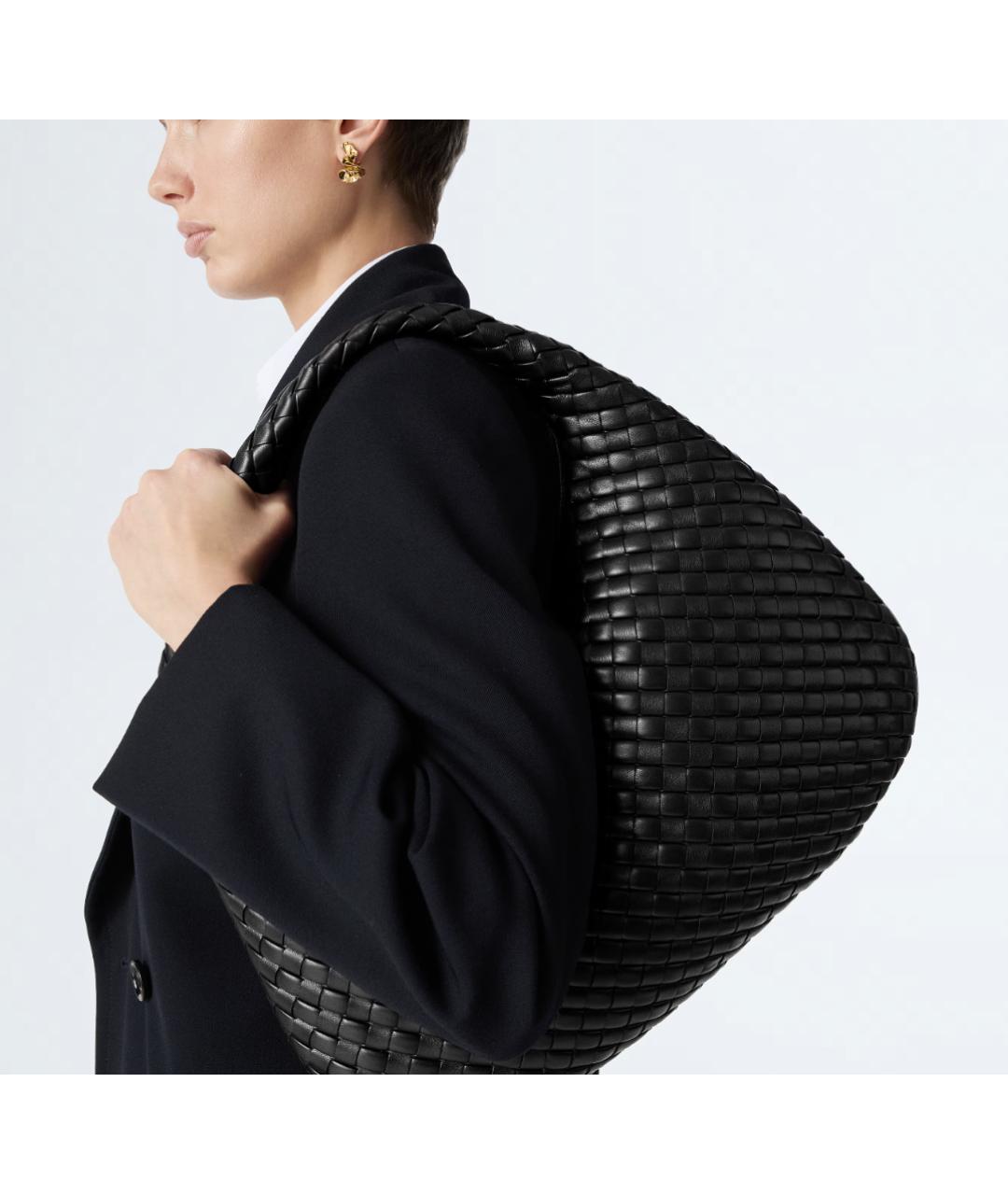 BOTTEGA VENETA Черная кожаная сумка тоут, фото 6