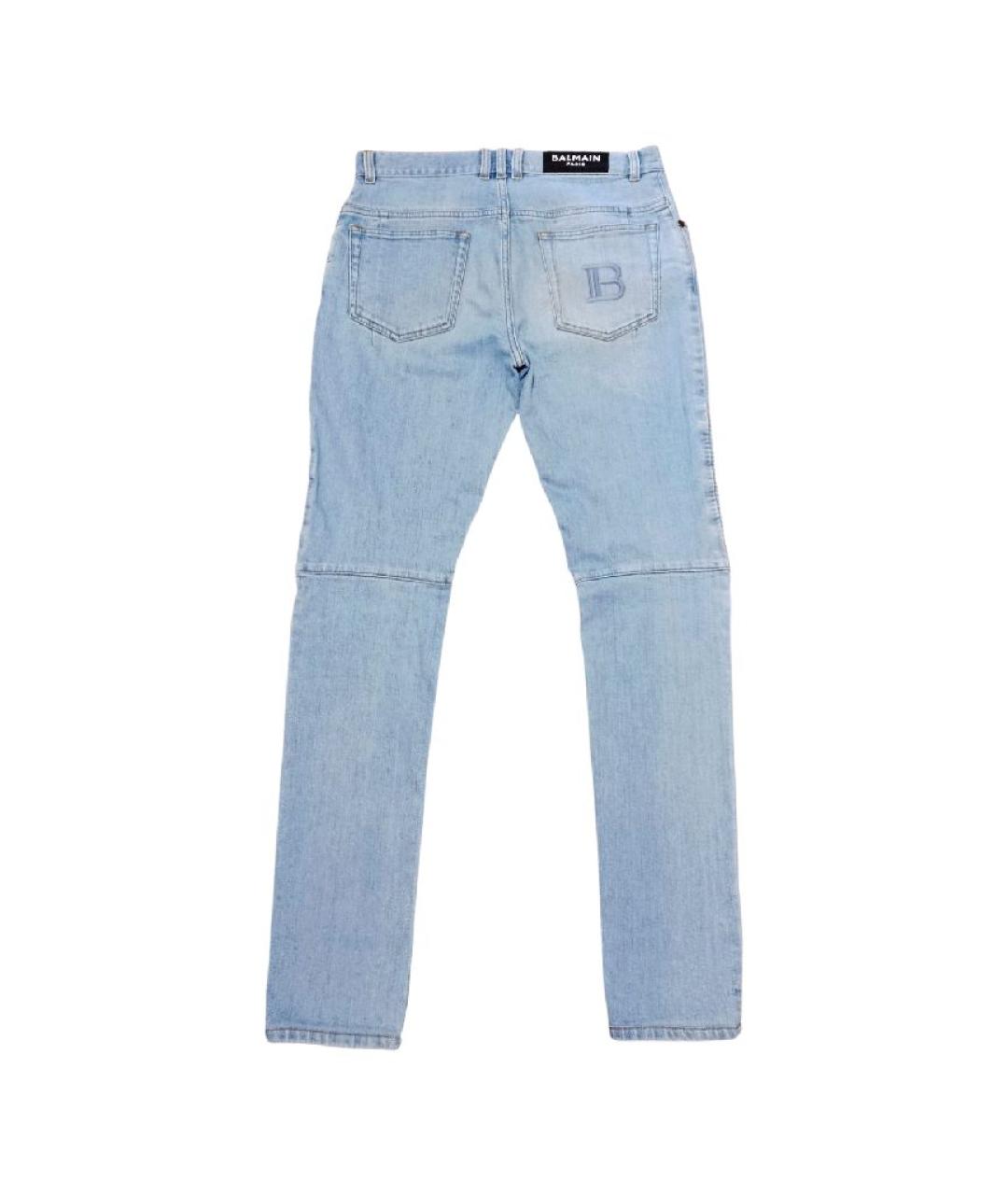 BALMAIN Голубые хлопко-эластановые джинсы скинни, фото 2