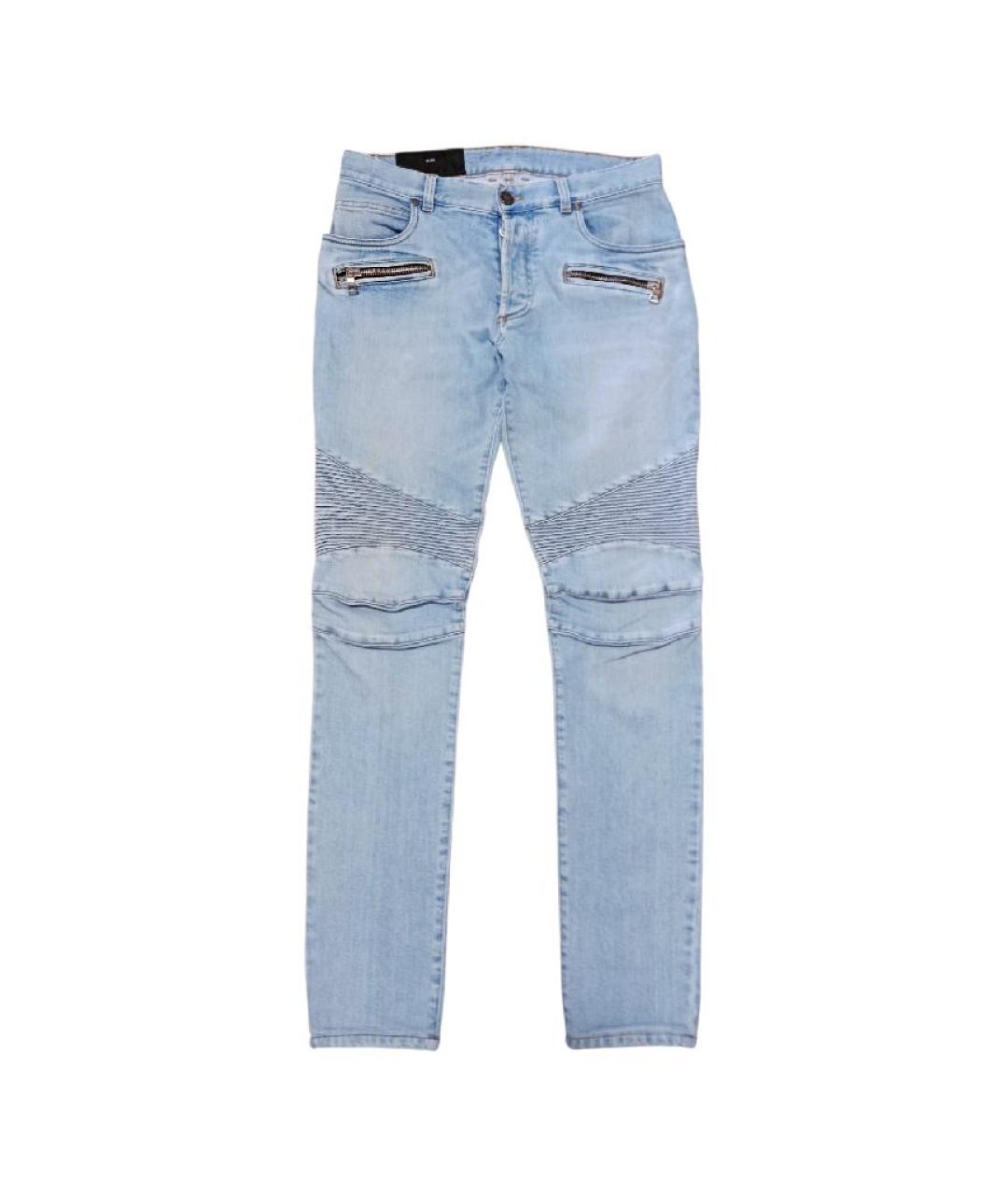 BALMAIN Голубые хлопко-эластановые джинсы скинни, фото 9