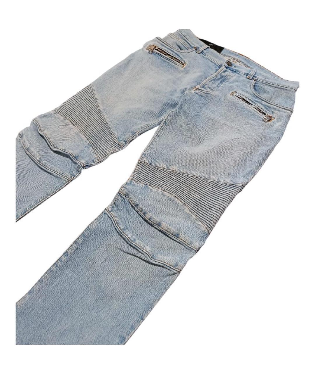 BALMAIN Голубые хлопко-эластановые джинсы скинни, фото 5