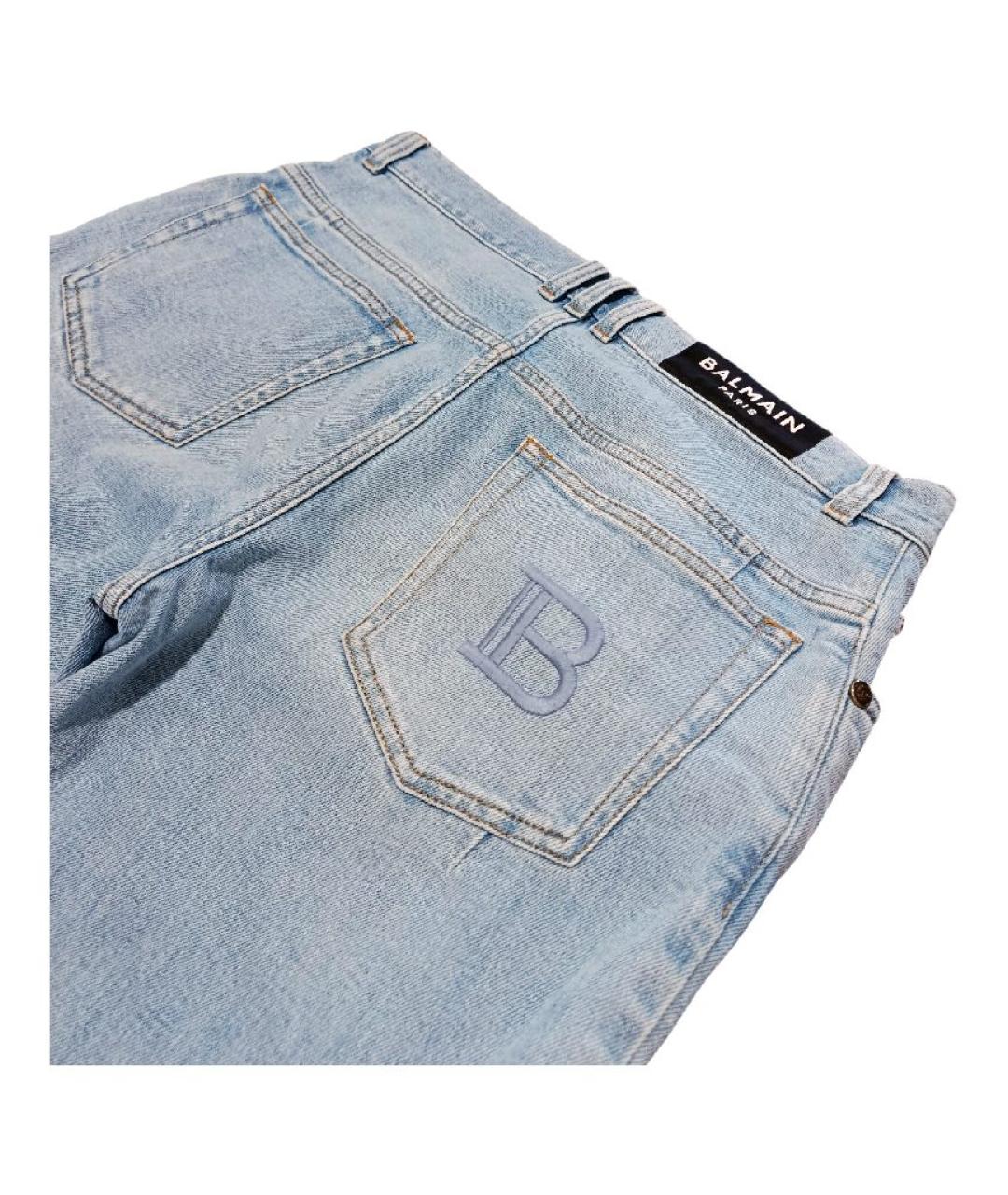 BALMAIN Голубые хлопко-эластановые джинсы скинни, фото 4