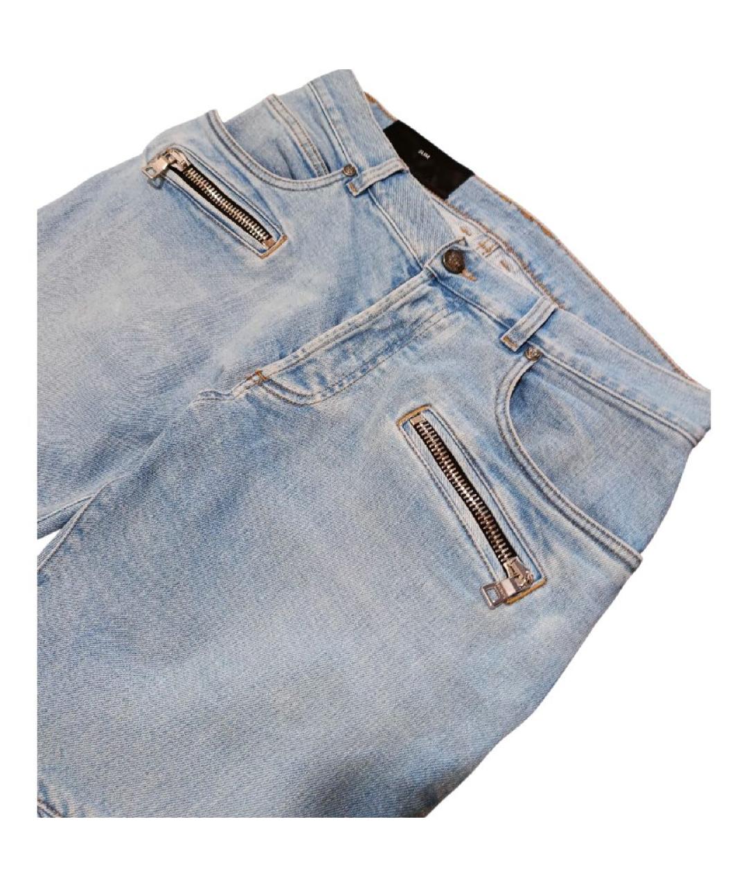 BALMAIN Голубые хлопко-эластановые джинсы скинни, фото 6