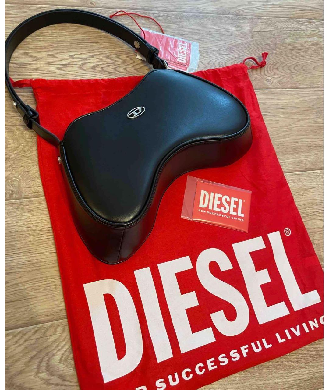 DIESEL Черная кожаная сумка с короткими ручками, фото 6