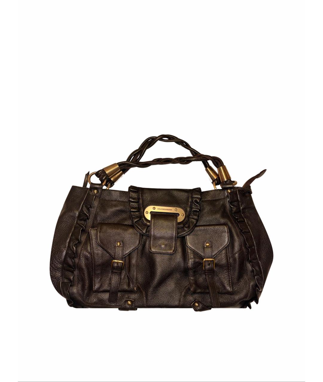 DOLCE&GABBANA Коричневая кожаная сумка тоут, фото 1