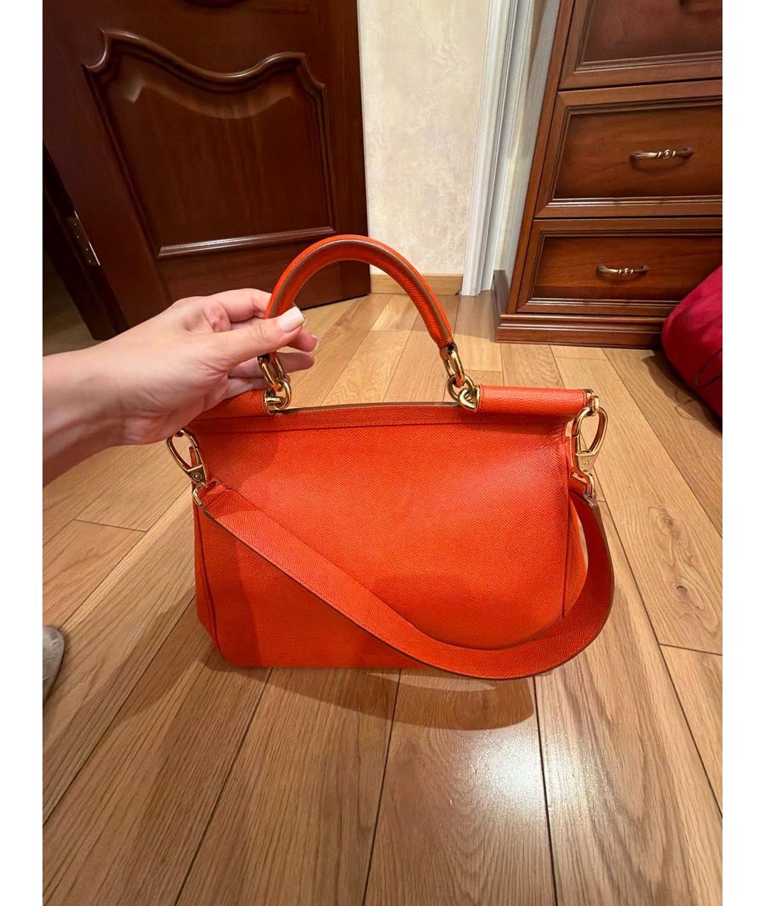 DOLCE&GABBANA Оранжевая кожаная сумка с короткими ручками, фото 3
