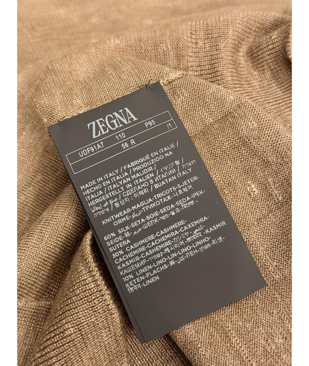 ZEGNA Бежевый кашемировый джемпер / свитер, фото 4
