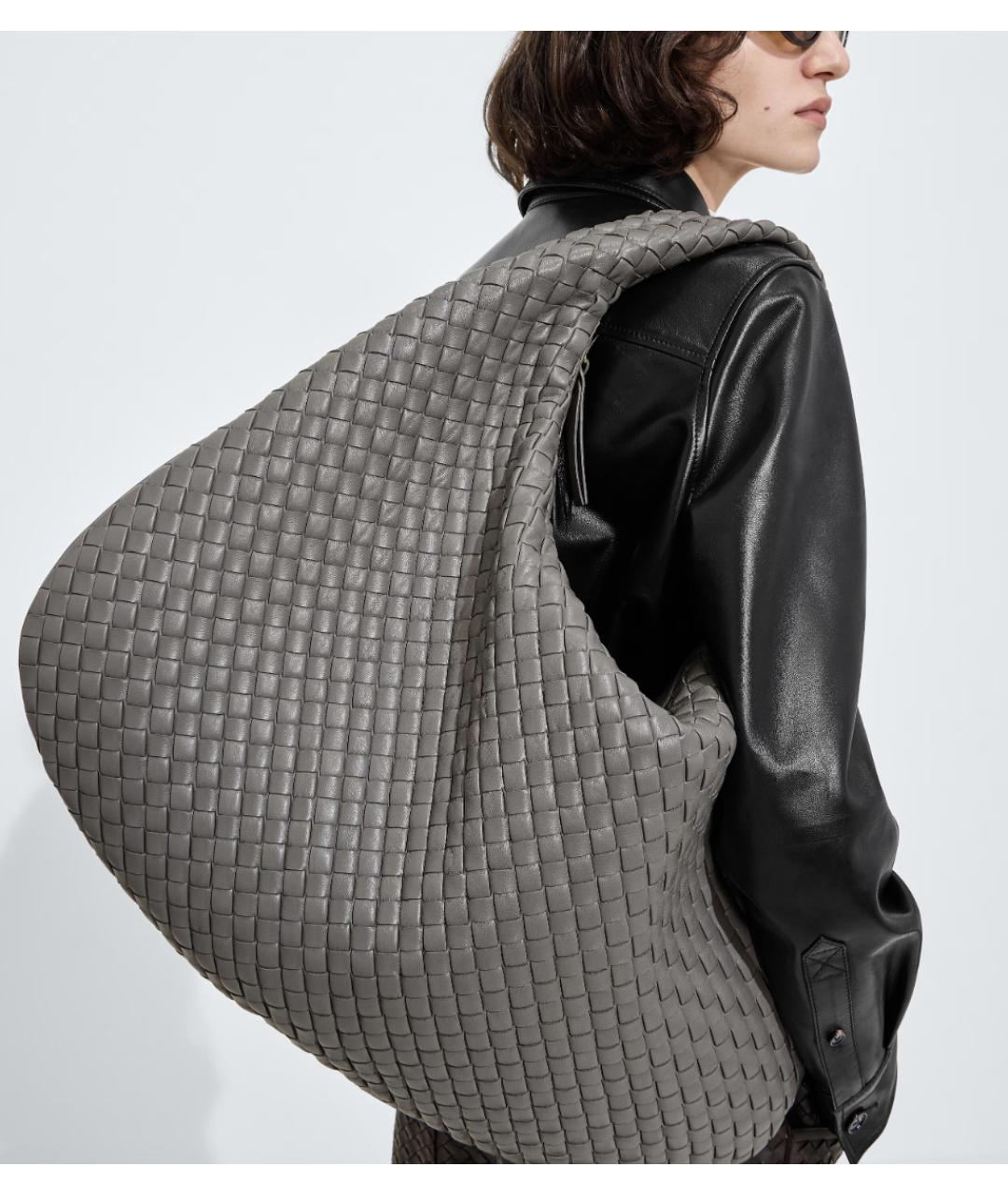 BOTTEGA VENETA Серая кожаная сумка тоут, фото 2
