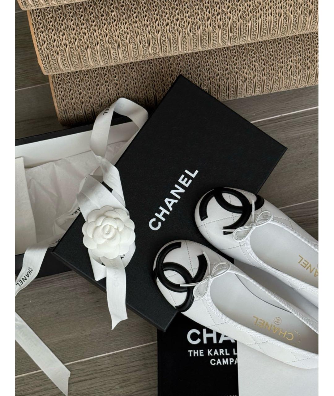 CHANEL Белые кожаные балетки, фото 5