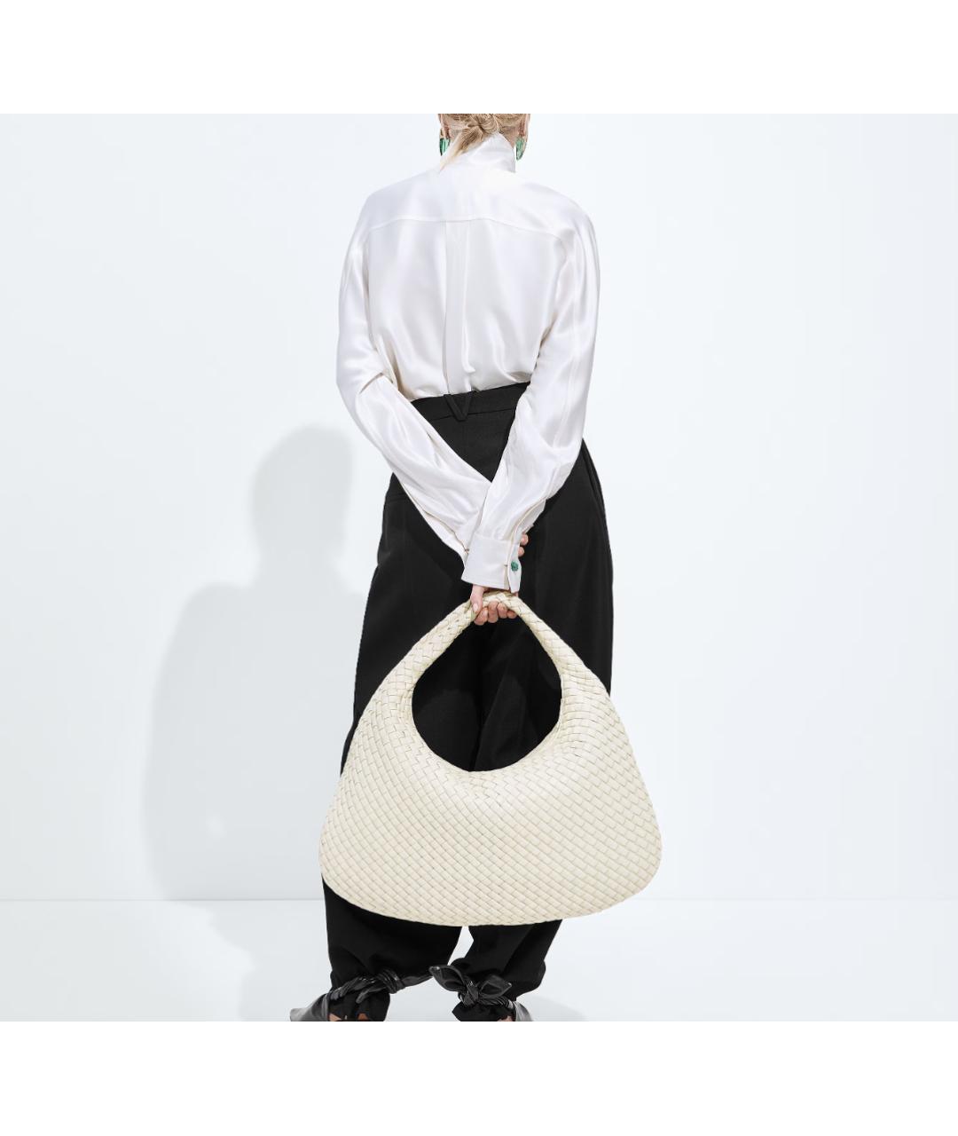 BOTTEGA VENETA Белая кожаная сумка тоут, фото 5