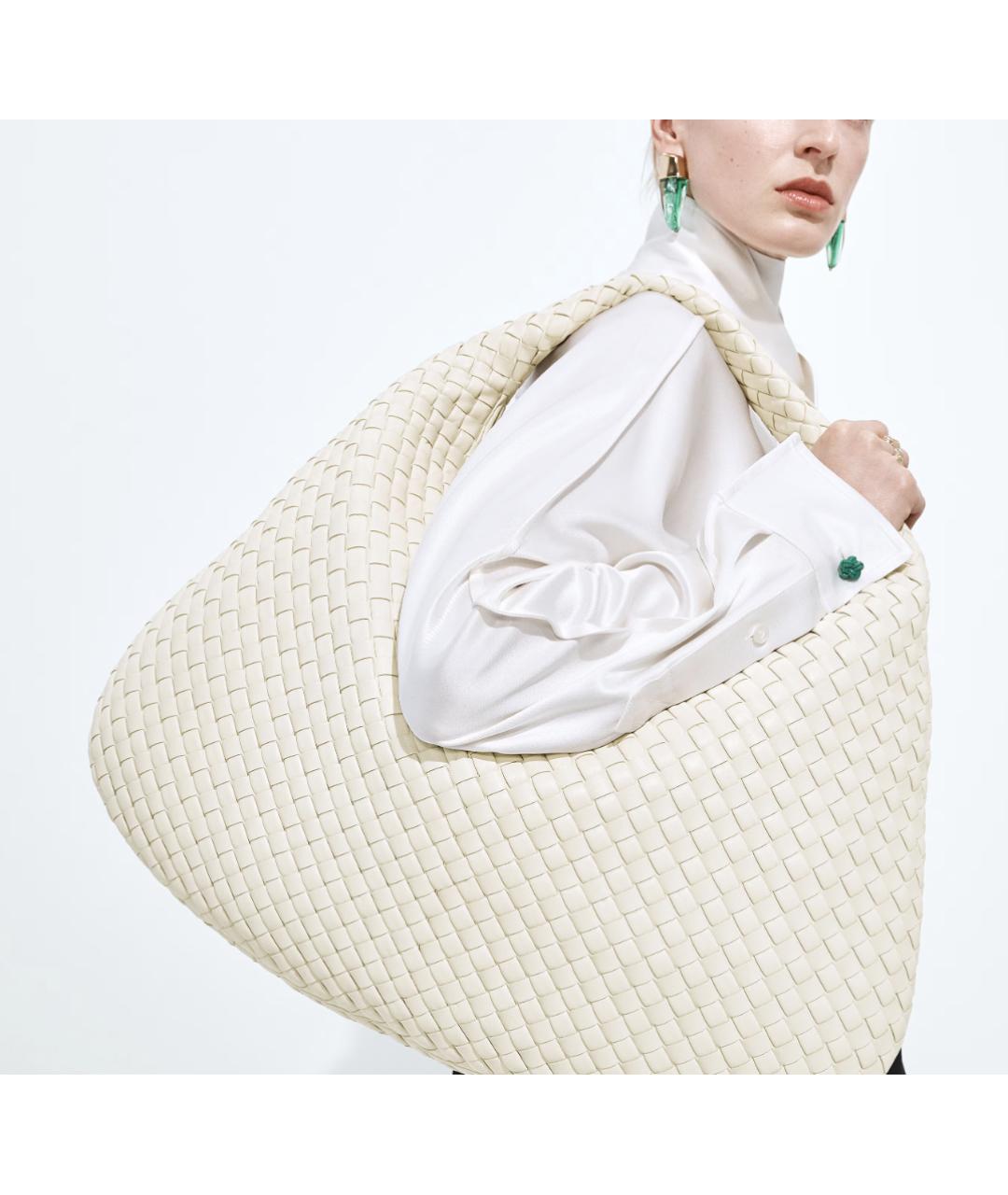 BOTTEGA VENETA Белая кожаная сумка тоут, фото 2
