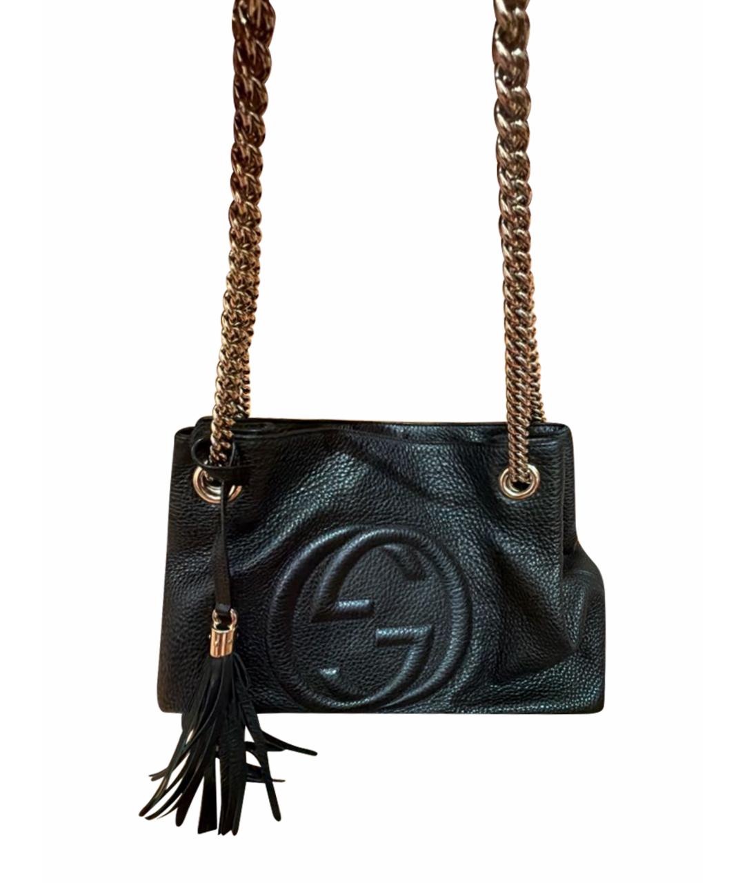 GUCCI Черная кожаная сумка через плечо, фото 1