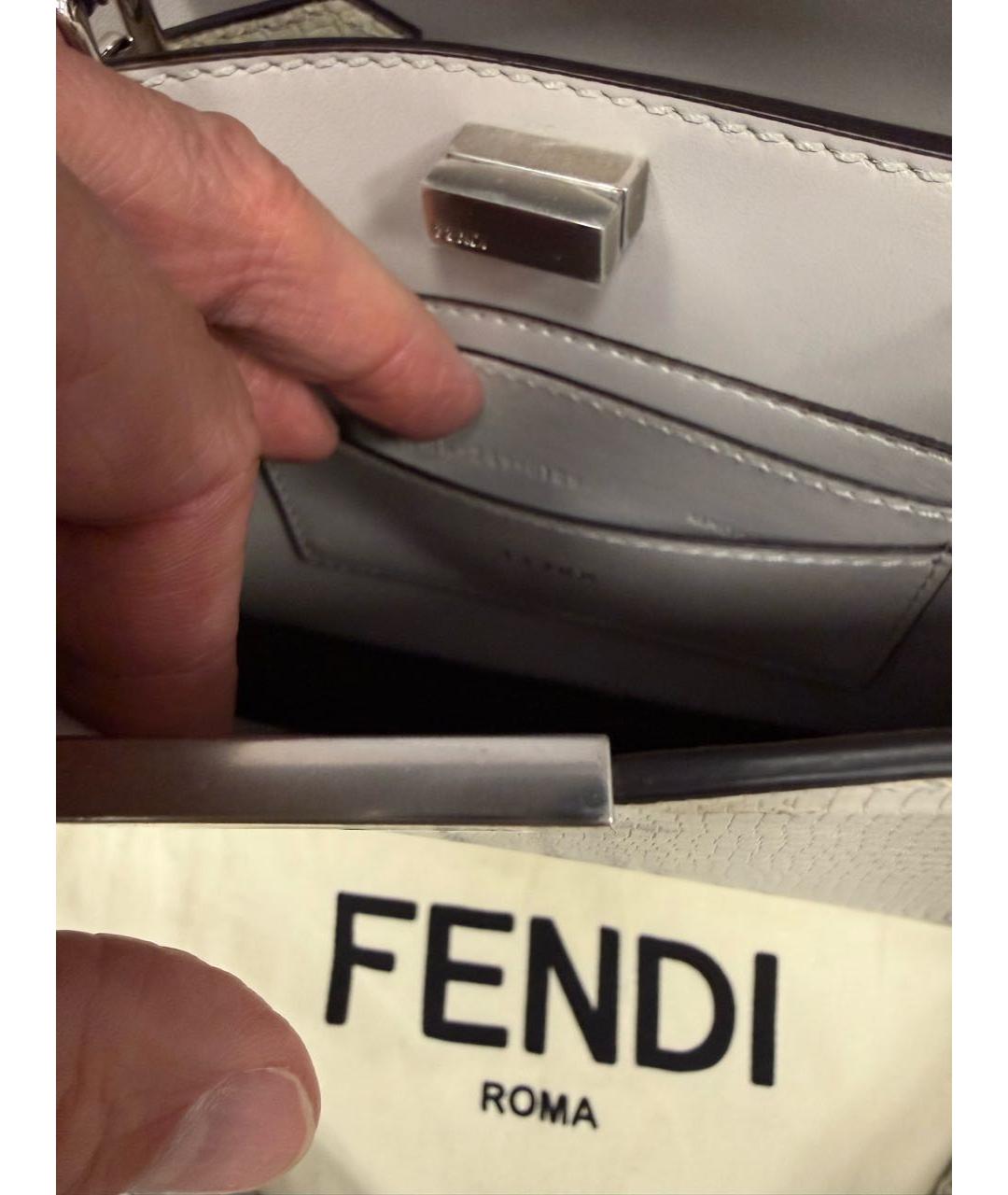 FENDI Серая сумка через плечо из кожи ящерицы, фото 6