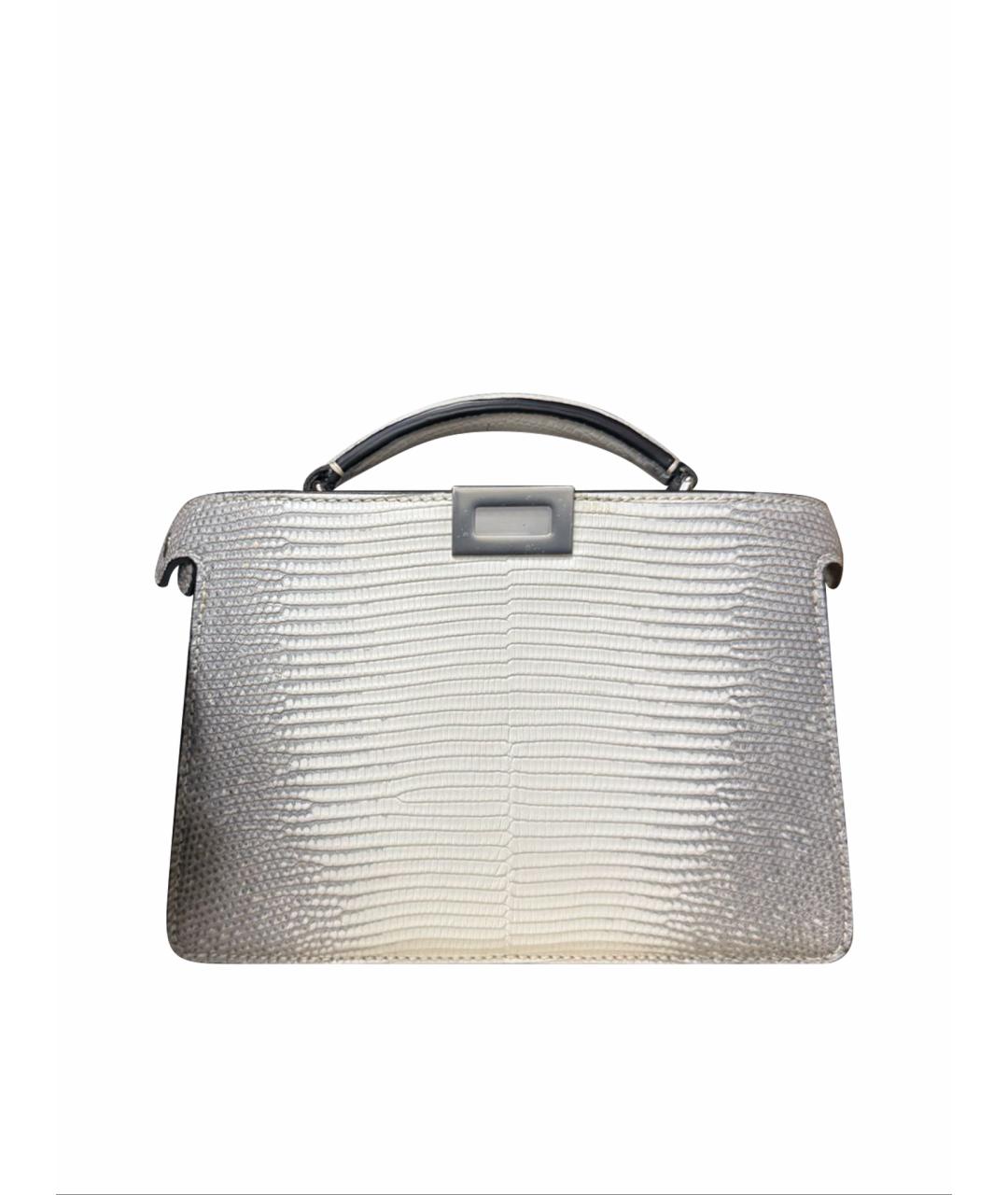 FENDI Серая сумка через плечо из кожи ящерицы, фото 1