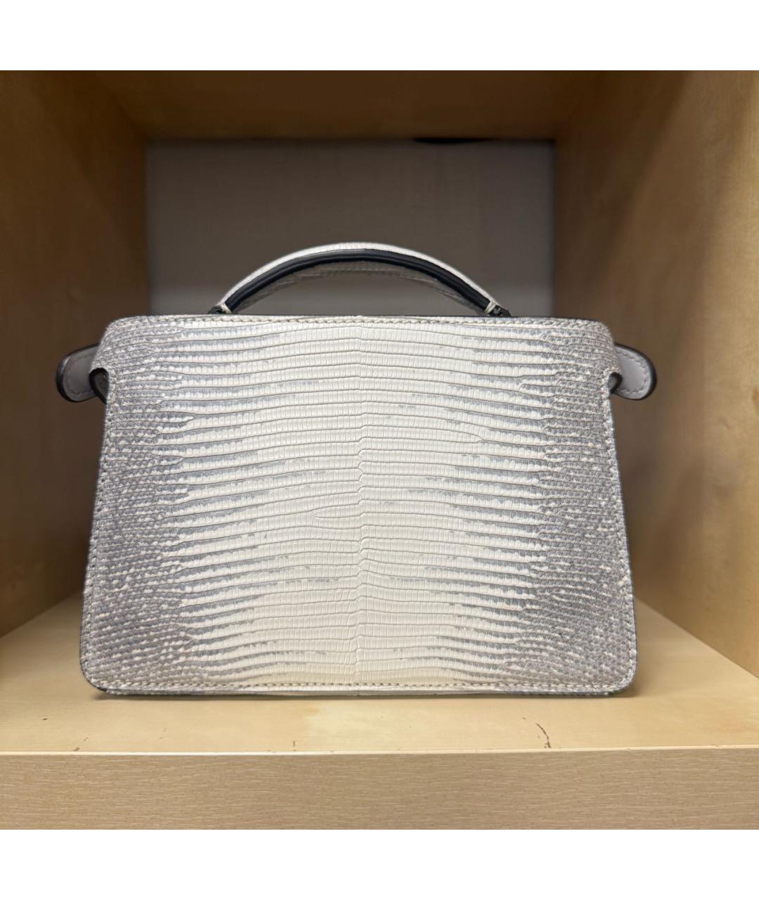 FENDI Серая сумка через плечо из кожи ящерицы, фото 3