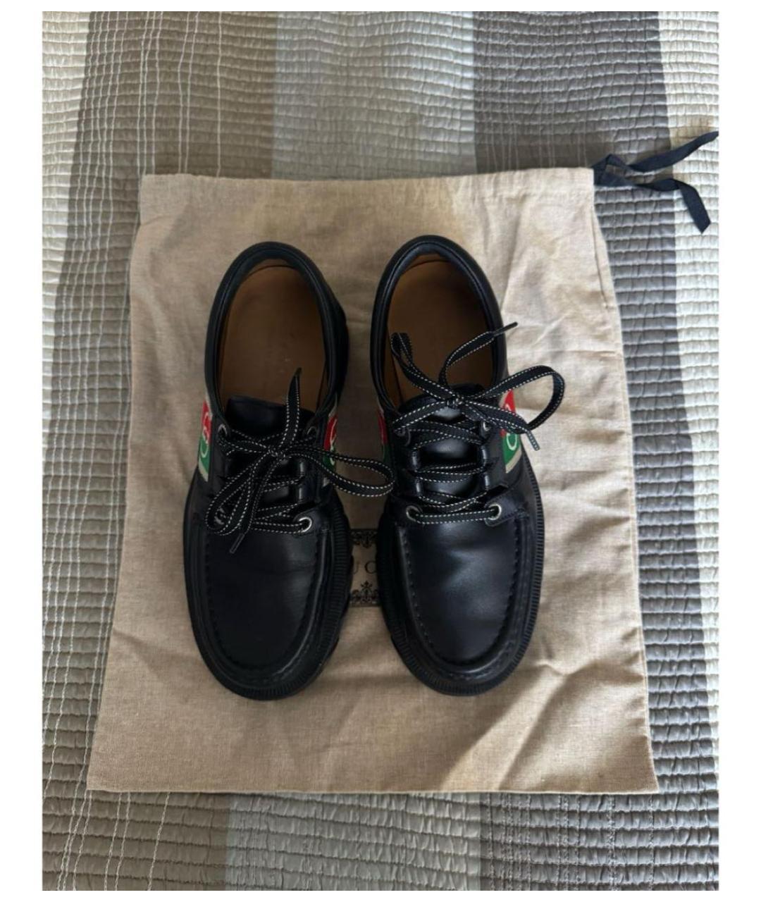 GUCCI Черные кожаные ботинки, фото 3