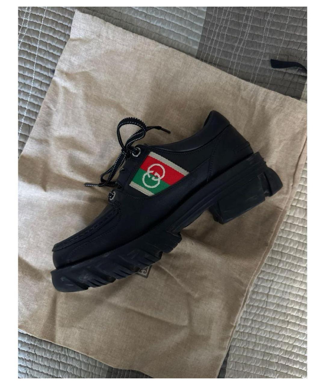 GUCCI Черные кожаные ботинки, фото 7