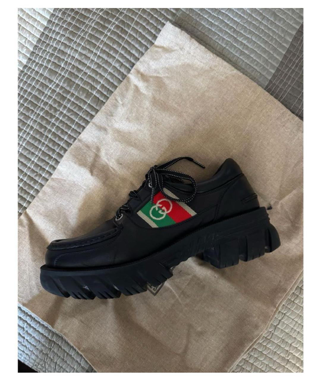 GUCCI Черные кожаные ботинки, фото 4