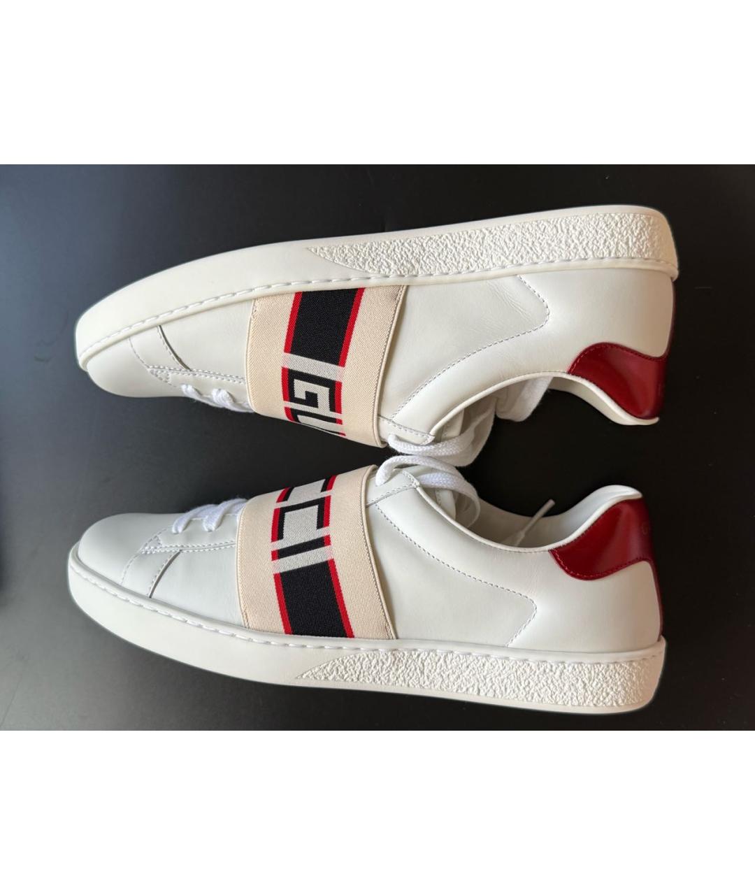 GUCCI Белые кожаные кроссовки, фото 7