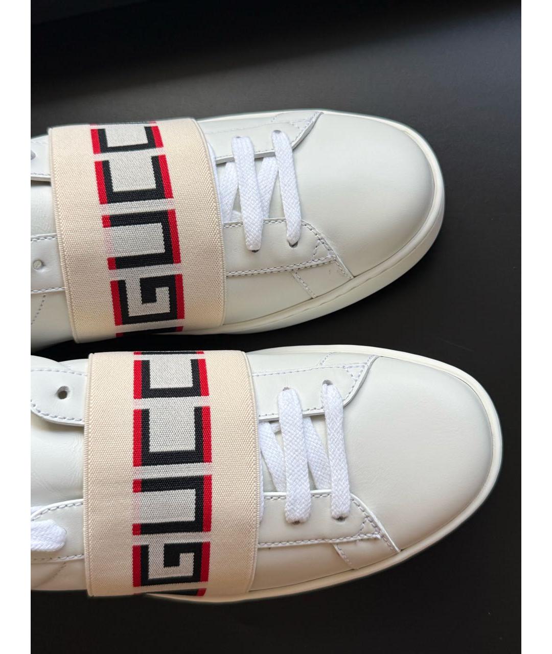 GUCCI Белые кожаные кроссовки, фото 4
